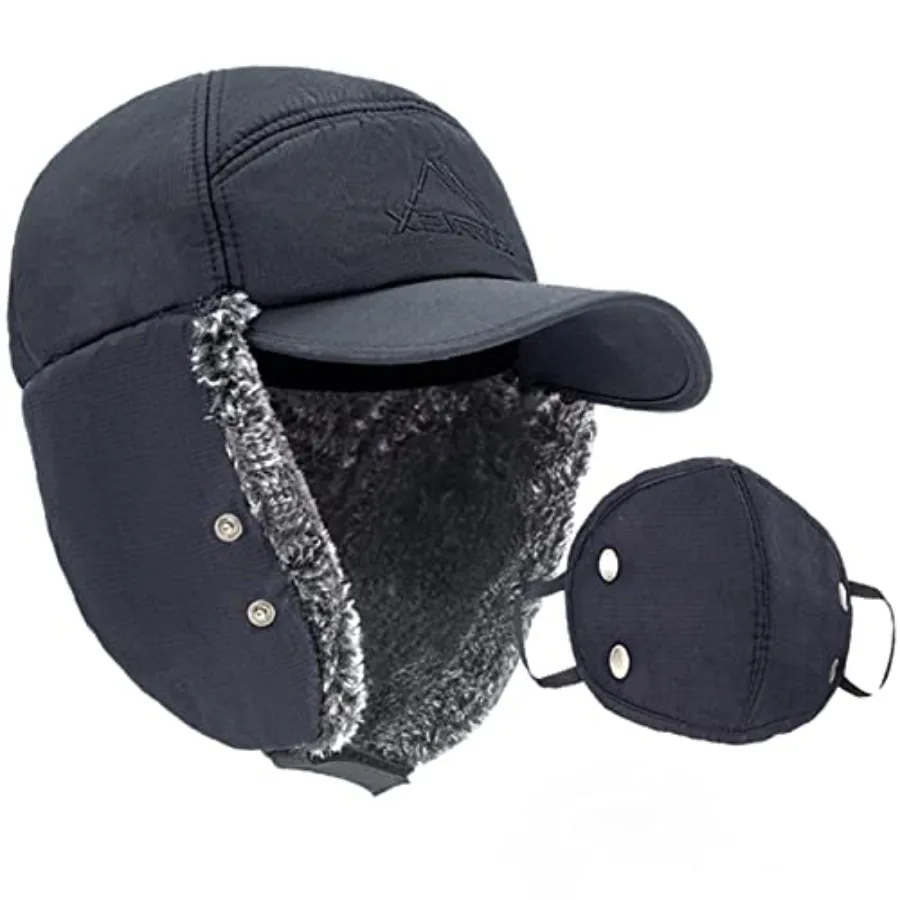

Trapper Hat Winter Hats for Men Warm Hunting Ski Ushanka Hat with Mask Ear Flaps for Men Women