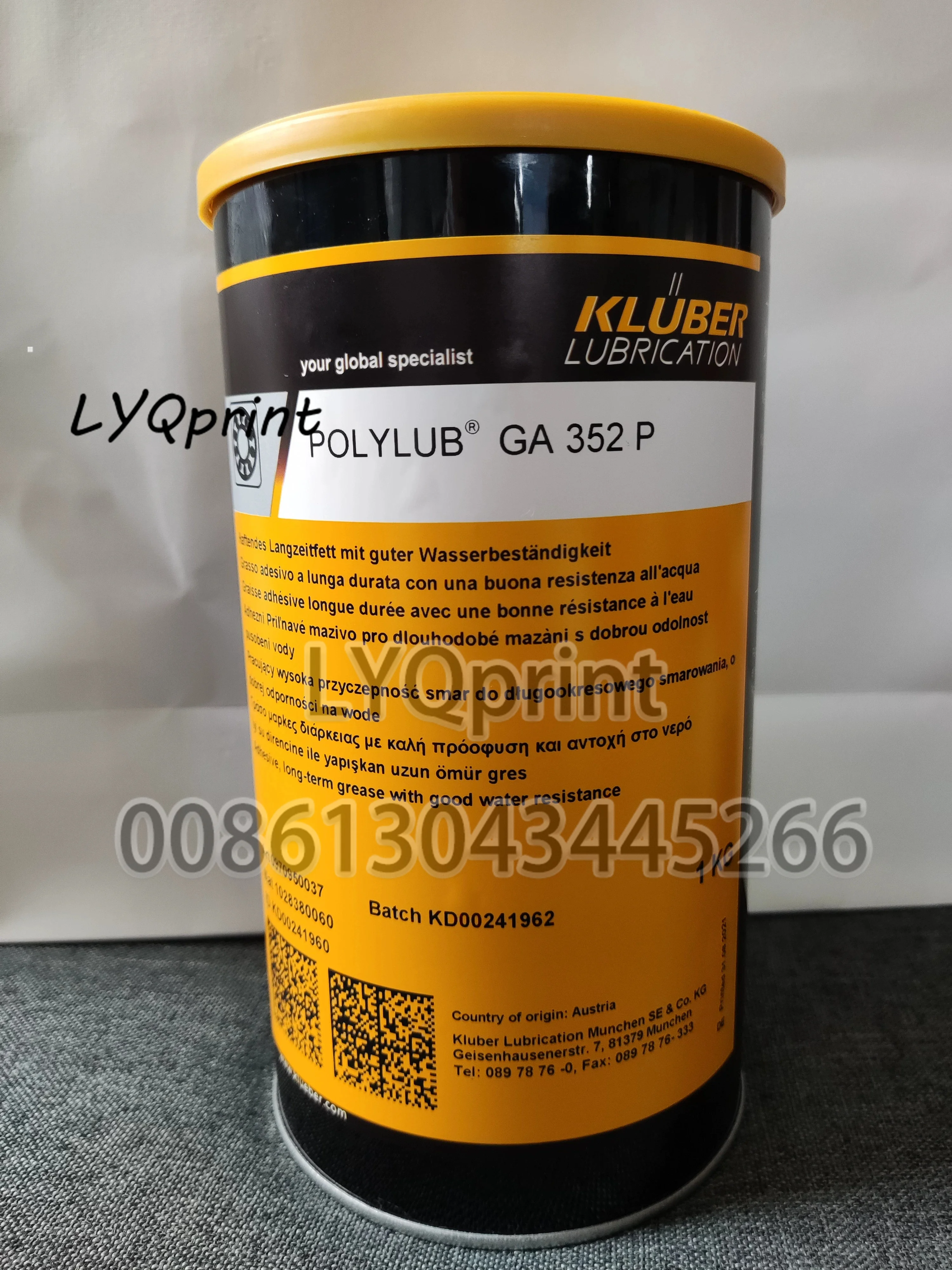 1 KG Liquid Gear Grease Klueber Lubrication GA 352 P  343  351  3400 GLP 500 PARALIQ 352P 343 351 3400  GLP500