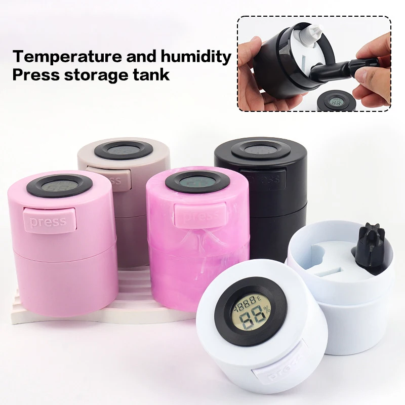 1Pcs Press Eyelash Glue Storage Tank Container Lash Lifting Adhesive Jar Temperature Humidity Digital Display Makeup Tool