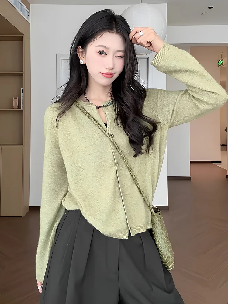 

Корейский вязаный кардиган-накидка из трикотажа, модный универсальный топ для женщин, новинка осенне-зимнего сезона