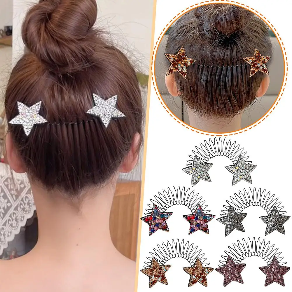 New Fashion Crystal Star Hair Clips Vintage Fixed Inxisible Hair Combs Hairbands For Women Girls Hair Accessories Children Gifts