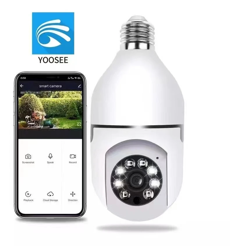 

2MP 1080P Yoosee APP E27 Lamp Head Socket PTZ IP Dome Camera AI Humanoid Detection Full Color Security CCTV Baby Monitor