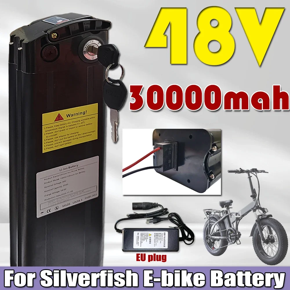 

48V High quality Silver Fish battery 30Ah 250W-1500W for mountain bike Lithium Ion Battery With BMS+charger