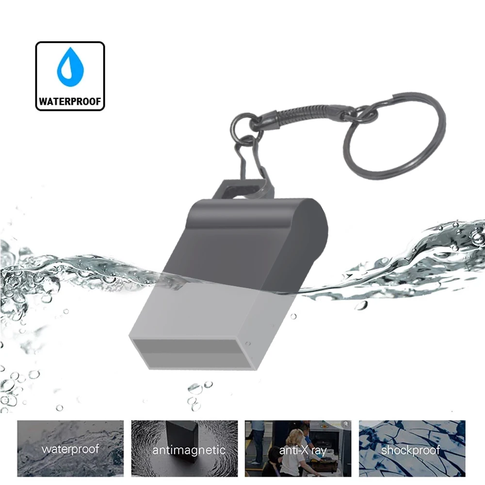 Waterproof  Mini Metal USB 2.0 Flash Drive 4GB 8GB 16GB 32GB 64GB Custom Logo Pen Drive Memory Stick 100% Real Capacity U Disk