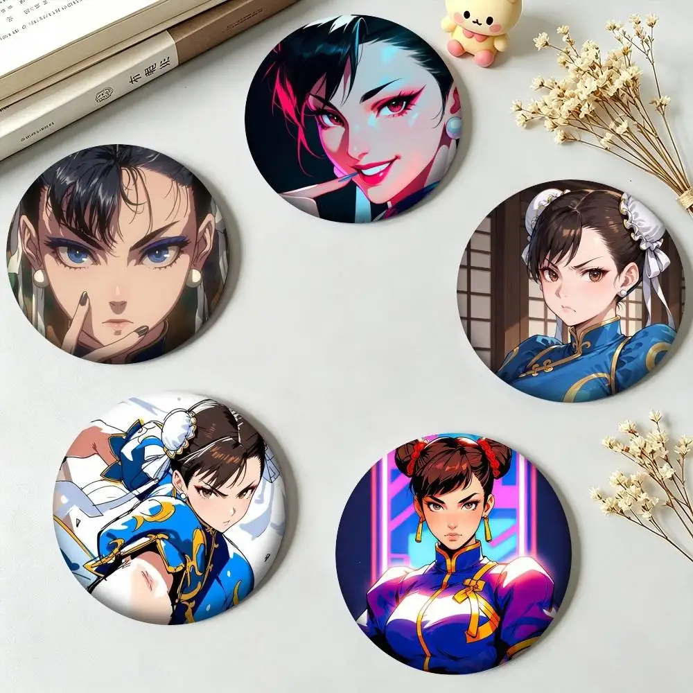 F-Fighting Game Street Fighter Chun Li  25 32 44 58 75mm Badges Personalized Round Brooches Pins Accessory Gift