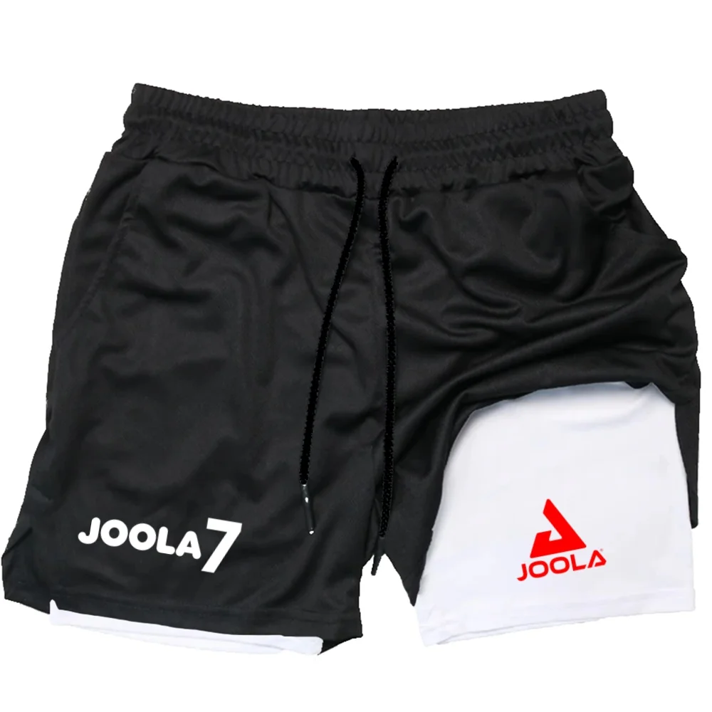 

JOOLA Men's Elastic Waist Breathable Double TrainingShorts Men's Black Double Layer Sports Shorts Elastic Waist Workout Training