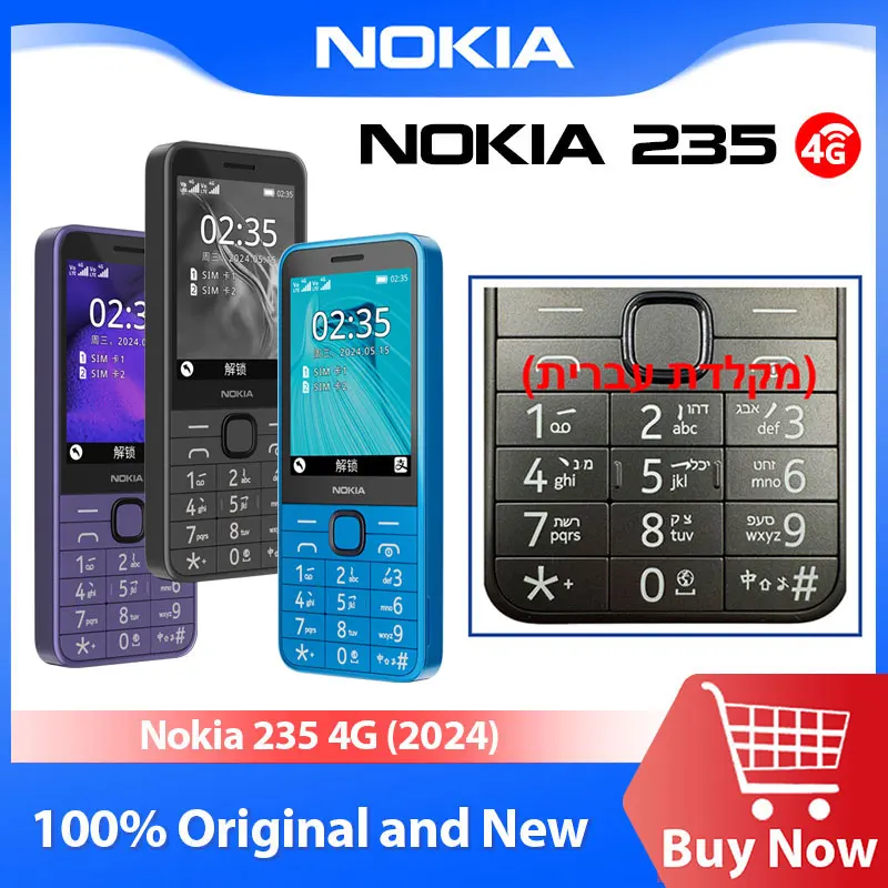 2024 New and Original Nokia 235 4G Feature Phone Dual SIM 2MP Camera 1450mAh Bettery Bluetooth 5.0 FM Radio Mobile Phone