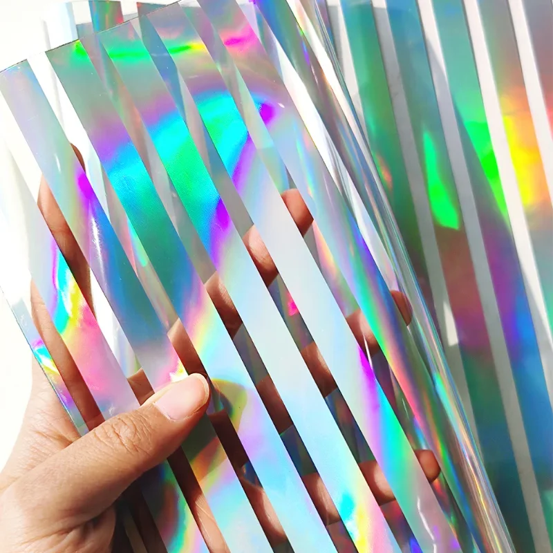 46x135cm Holographic Faux Leather Sheets Transparent PVC Vinyl Colored Soft Plastic Film Fabric for DIY Handbags Making Craft