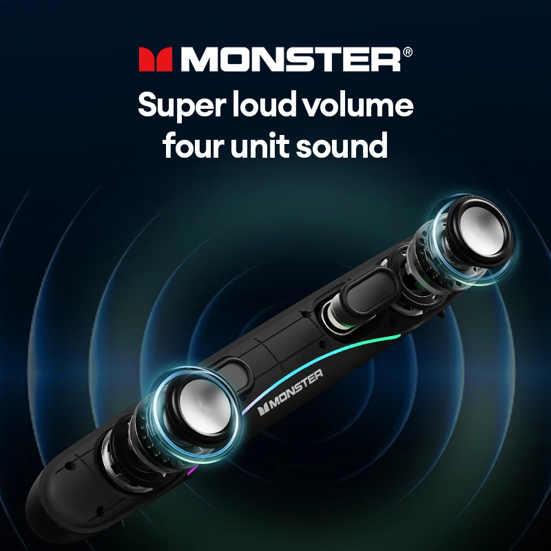 Imagem -03 - Monster Airmars G08 Led Malha Aparência Design Duplo Diafragma 360 ° Surround Sound Bluetooth 5.3 Longa Resistência hd Chamada Speaker