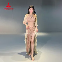 Belly Dance Costume Set for Women Short Sleeves Top+split Long Skirt 2pcs Oriental Professional Set Belly Dancing Wear Outfit