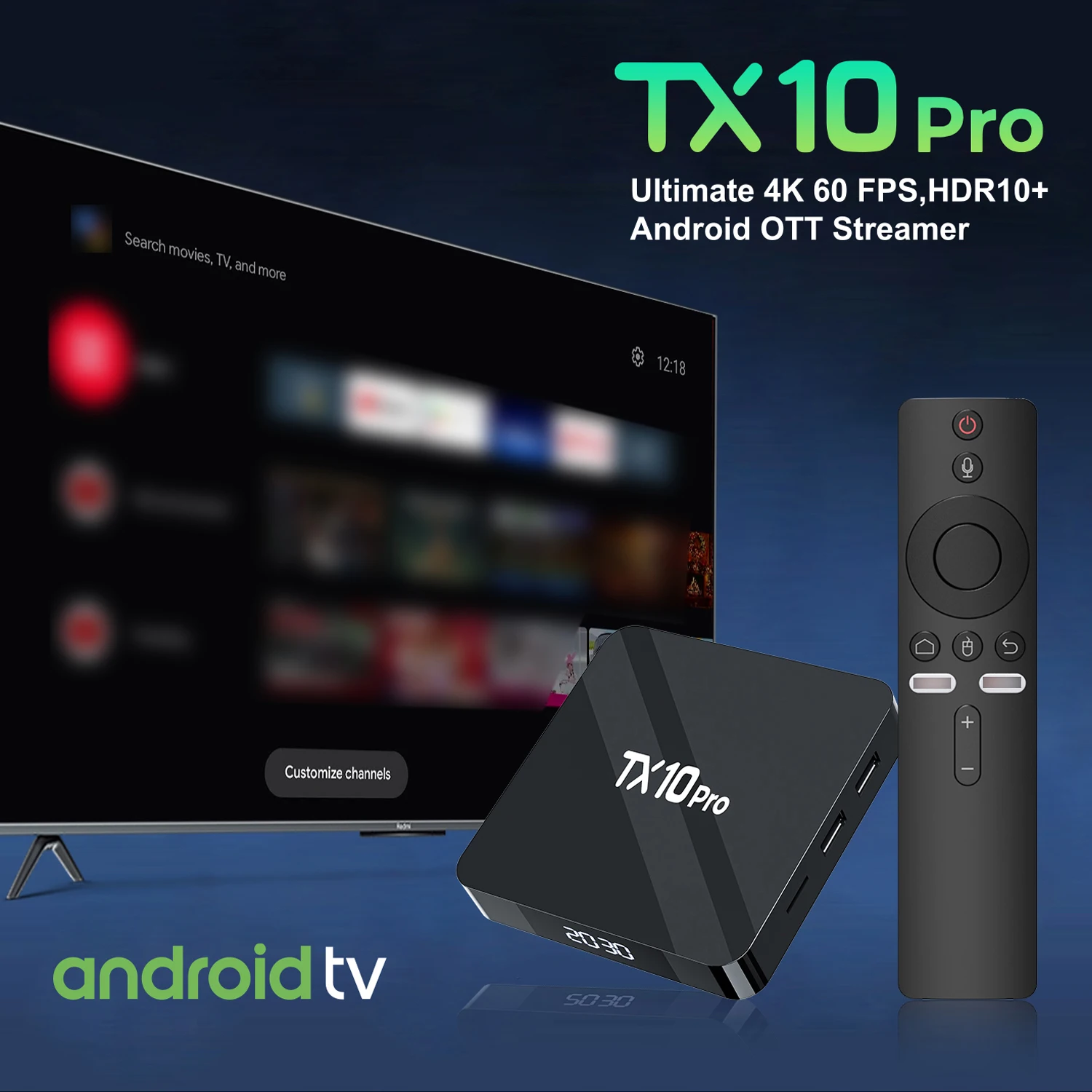 Smart TV Box TX10 Pro Android 16 8K H.265 Decode HDR Quad-Core Voice Remote Dual WiFi 8K Upscaling Player for Netflix & YouTube