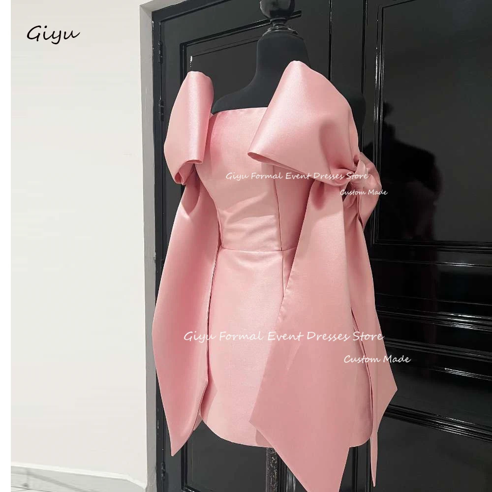 Giyu Pink Short Party Dresses Strapless Big Bowknot Strapless Mini Cocktail Dress Evening Formal Gowns Wedding Party Guest