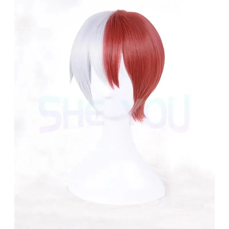 شعر اصطناعي مقاوم للحرارة من أكاديمية البطل ، شعر مستعار شوتو تودوروكي شوتو أنيمي ، زي تنكري مع الأذنين ، جودة عالية