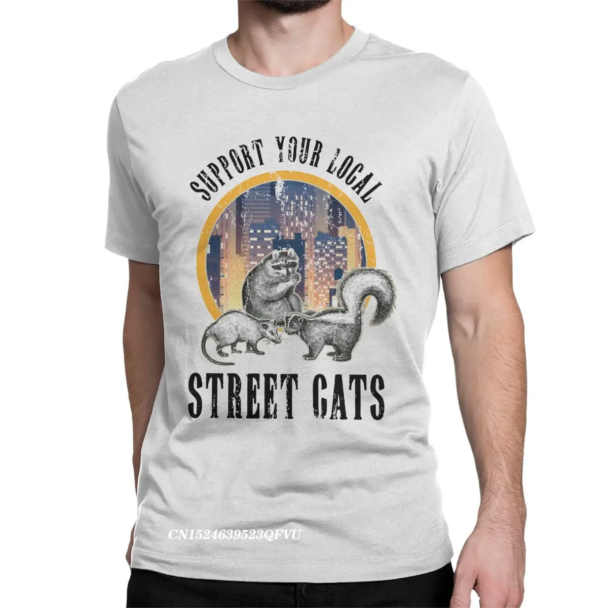 Support Your Local Street Cat Gift T-Shirts Men Women Skunk Raccoon Possum Animal Lover Tee Shirt Crew Neck Tshirt Plus Size