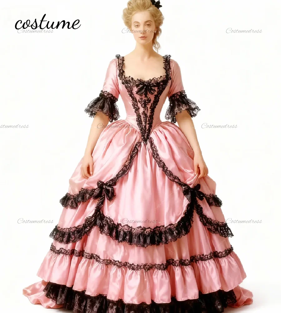 فستان سهرة عتيق من العصور الوسطى الروكوكوكو بلون الشمبانيا الأسود والدانتيل عصر النهضة ماري أنطوانيت للحفلات الراقصة 2026 حفلة رسمية أنيقة #2