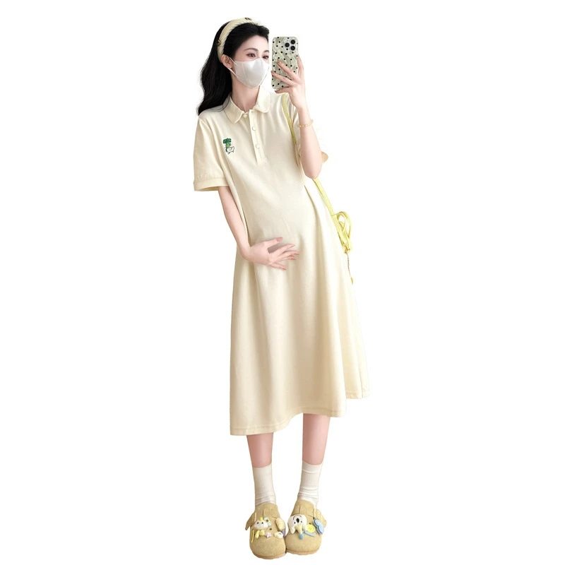 T-shirt Long à col grande taille pour femmes, ample, amincissant, couvrant le ventre, jupe trapèze coréenne, été