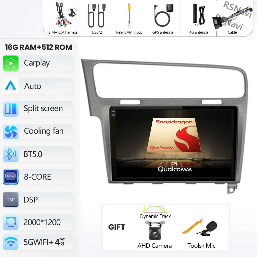 Android 16搭載 フォルクスワーゲン VW ゴルフ7 MK7 GTI 2011-2021