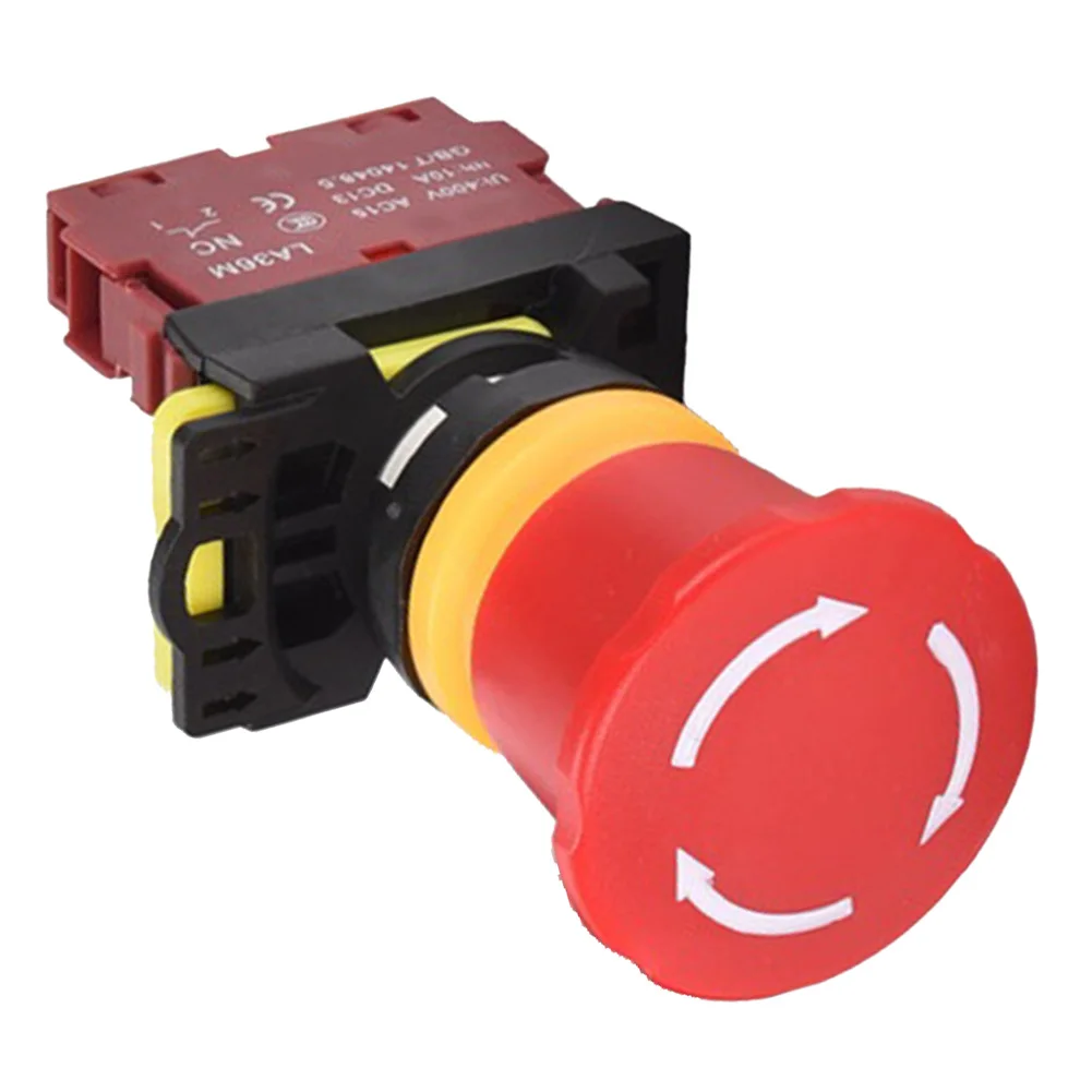 1pc LA36M Exigent Stop Button Switch 22mm Lockable E-Stop Push Button Switches 400V For Machine Tool Equipment Industrial Use