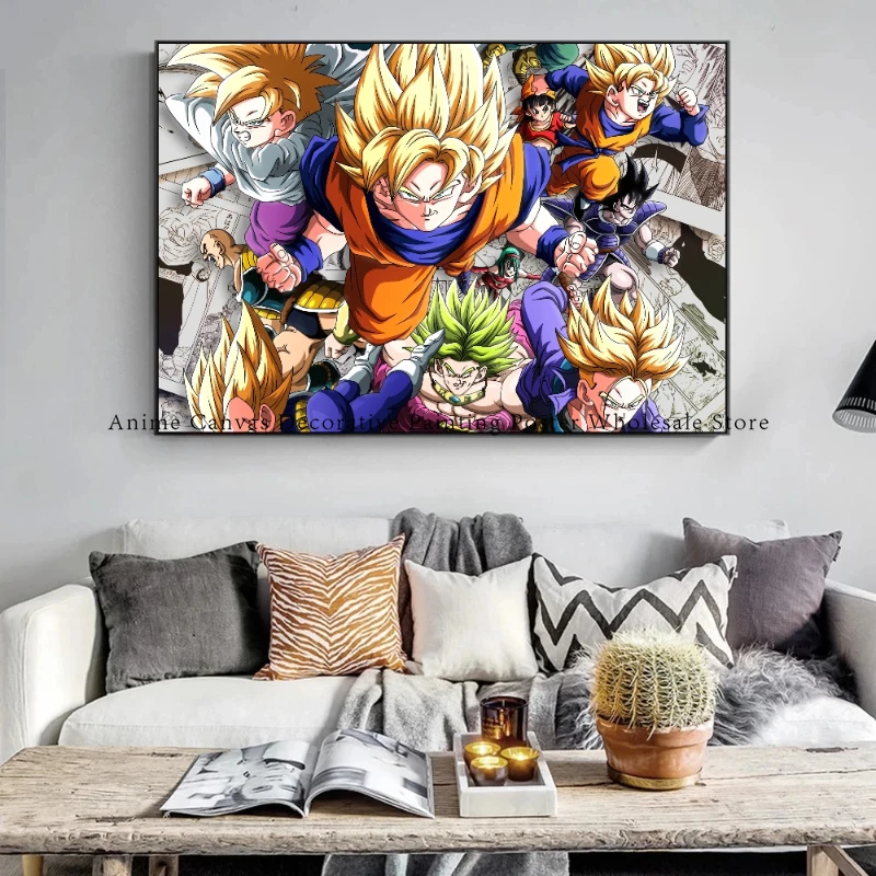 Peinture sur toile Dragon Ball Anime, affiche Rick Goku, adaptée à la mode, décoration murale de la maison et de la chambre, cadeau de Noël pour