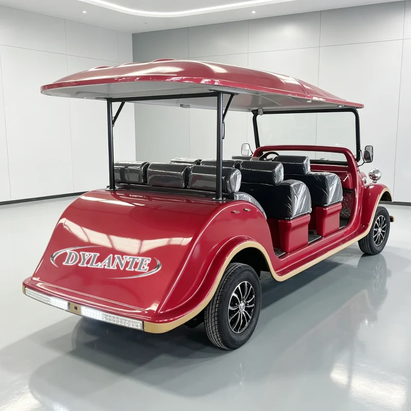 Luxury Retro Style 8 11 Passenger Tour Transport With Rain Canopy For Resort And Wedding Classic Electric Sightseeing Car