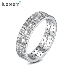 LUOTEEMI Round Square Hollow Ring for Women Men 3A High Quality CZ Punk Ring Girl Party Accessories Gothic Rings for Women