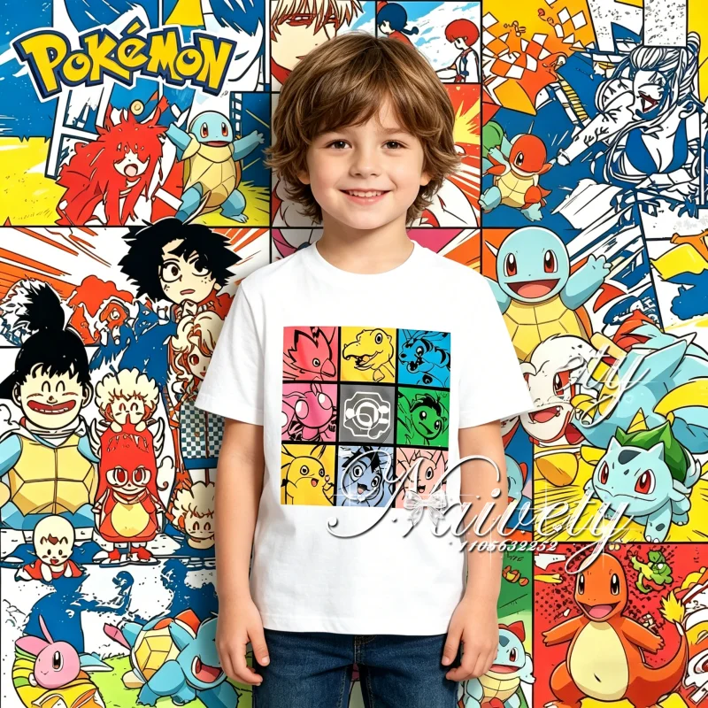Camiseta de Algodón con Estampado de Pokémon, Estilo Anime Manga, Tallas Grandes, Moda Deportiva para Hombre y Mujer, Oferta de Verano 2026