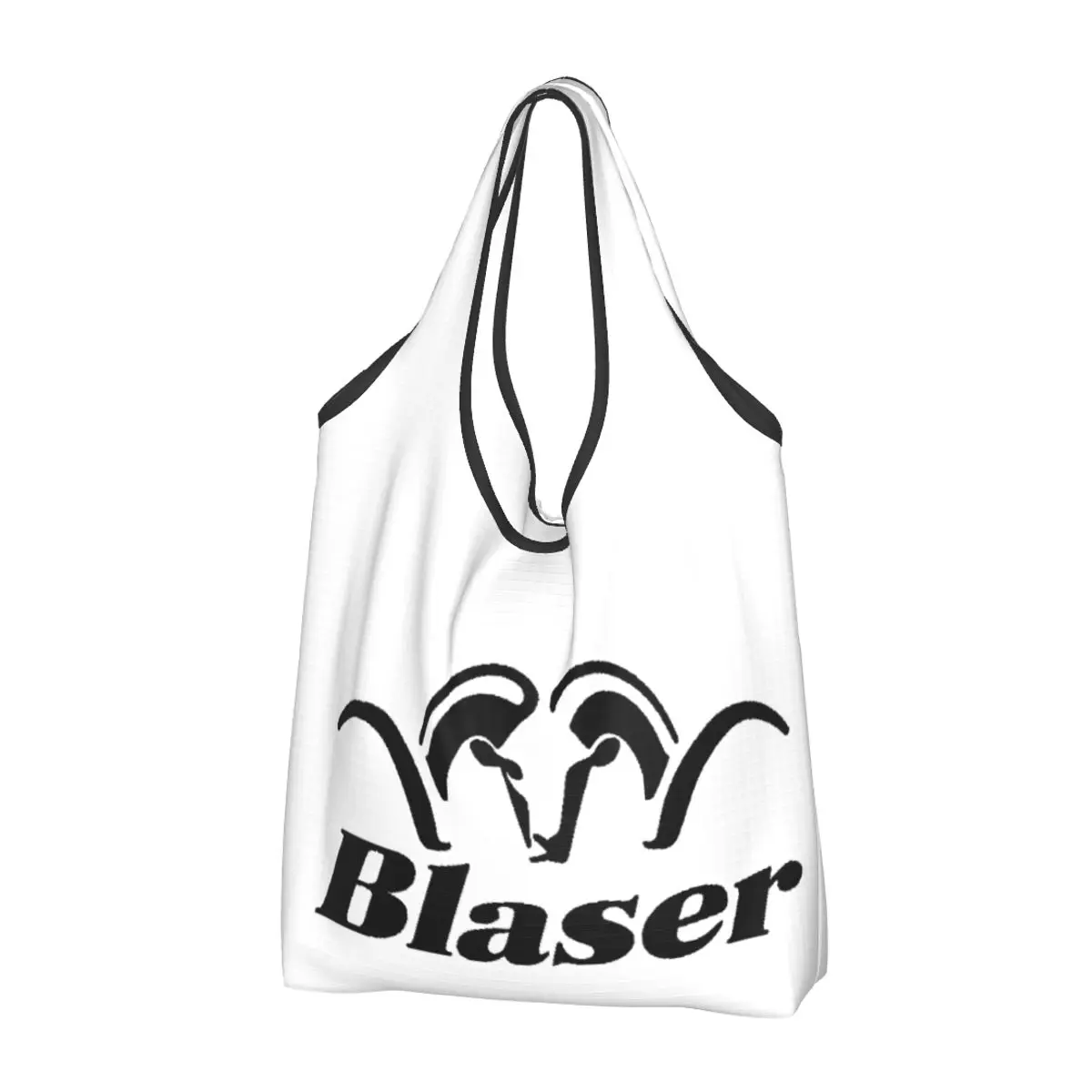 Custom Black Blaser Firearm Gun Grocery Shopping Bags Kawaii Shopper Tote Shoulder Bags Large Capacity Portable Handbag