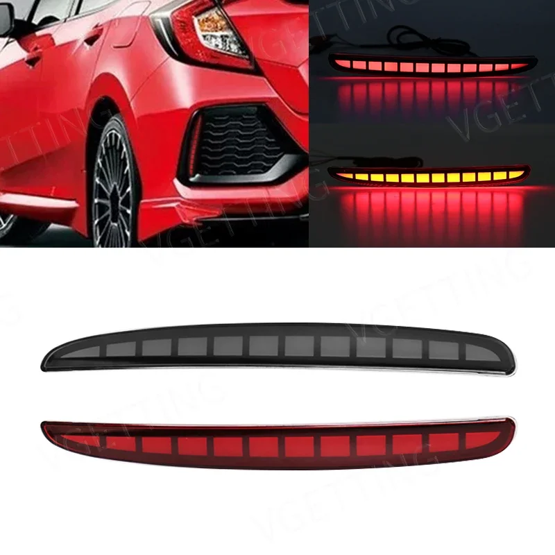 

Rear Bumper Light For Honda Civic Hatchback TYPE-R 2016 2017 2018 2019 2020 Brake Reflector Fog Lamp Black Red Car Accessories
