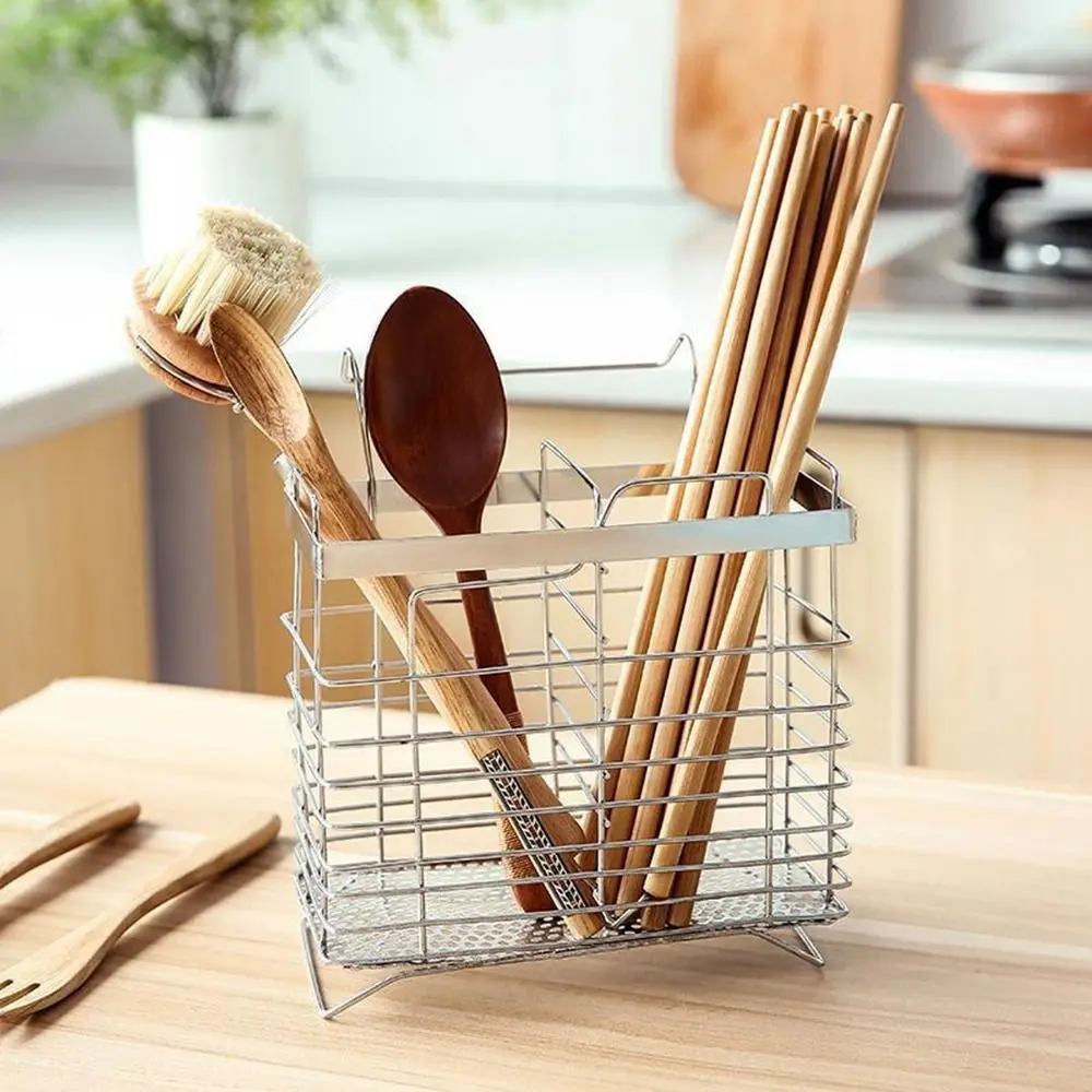 Stainless Steel Chopsticks Holder Chopsticks Storage Rack Wall Mounted Spoon Fork Cutlery Holder Tableware Draining Rack