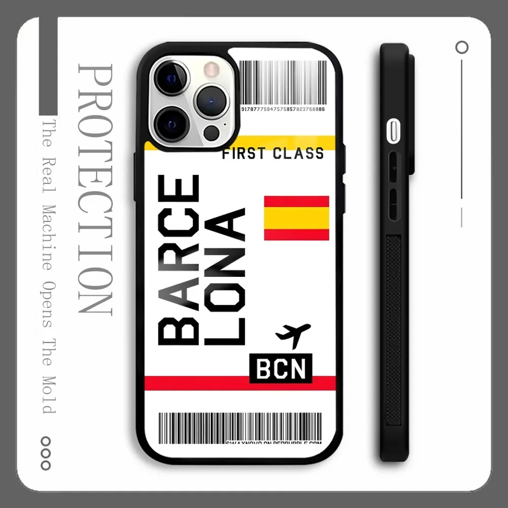 

Spain Boarding Pass Ticket Phone Case For IPhone 16 15 14 13 12 11 Pro Xs Max Mini Plus Celulares Hard Funda