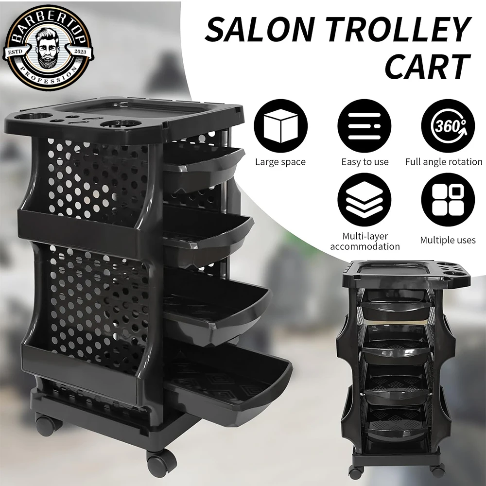 

Speciality Barbershop Trolley Rolling Carthigh-capacity Hair Cabinet Tool Tray Trolley Multifunctional Barber Cart Storage Stand