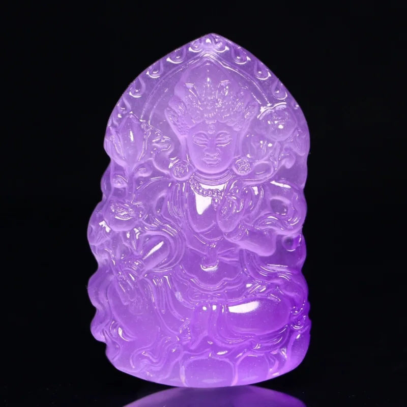 

Certified Nature Perfect High Ice purple Jade Jadeite Buddha Pendant&Necklaces