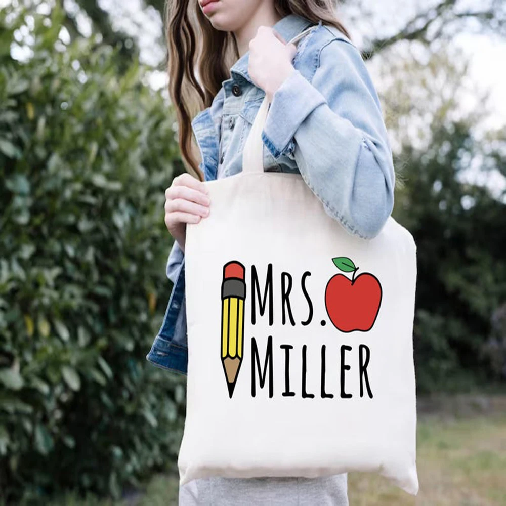 Campus Canvas Tote Bag Custom Teacher Gift Bag Personalized Lightweight Teacher Bag Teacher Thank You Gift Teacher Name Gift