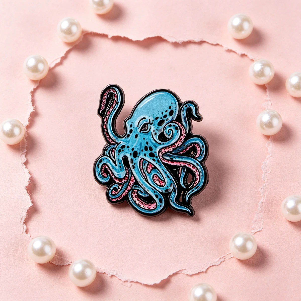 9 Stück Ozean-Kreaturen Oktopus Emaille-Pin Meerestier Anstecknadel für Rucksack Jeansjacke Einzigartiges Sammlerstück Abzeichen Ornament – Detail 6