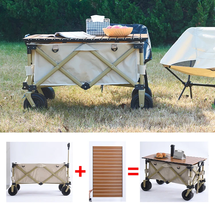 Factory wholesale useness Adjustable 4 Wheels Folding Beach Trolley Portable Outdoor camping Folding cart