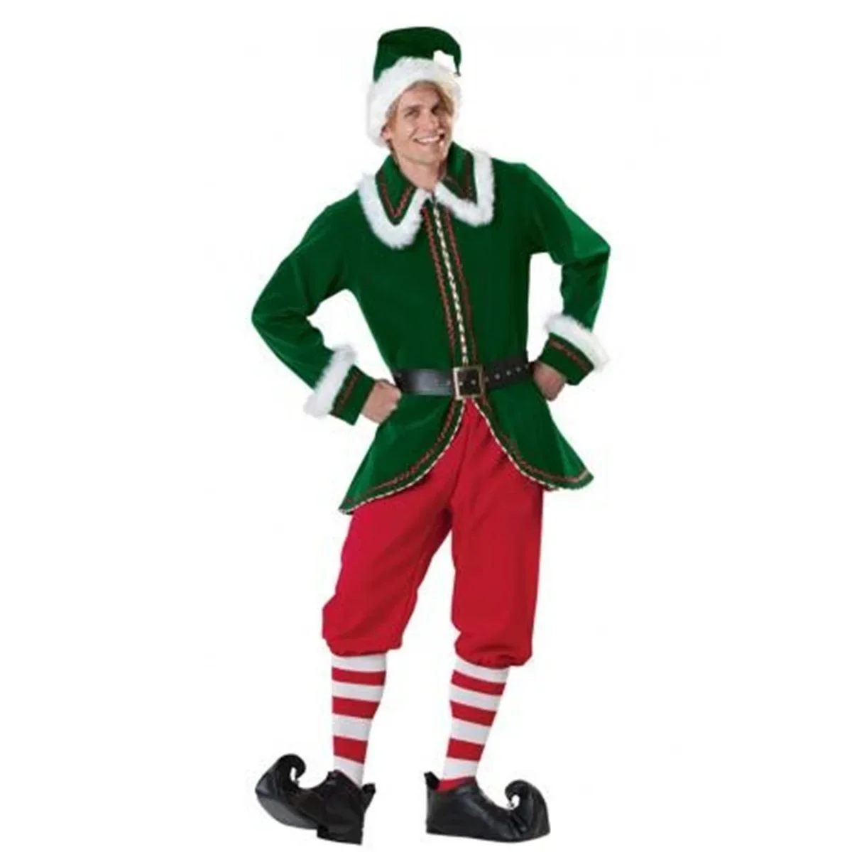 Costume Cosplay Babbo Natale per uomo Donna Coppia Elfo verde Natale Carnevale Festa Spettacolo teatrale Regalo per amico Capodanno