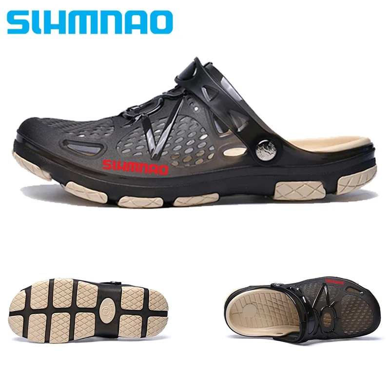 Zapatos de pesca transpirables para hombre, sandalias de playa de verano, zapatillas de EVA para exteriores, zapatos con agujeros para jugar al agua