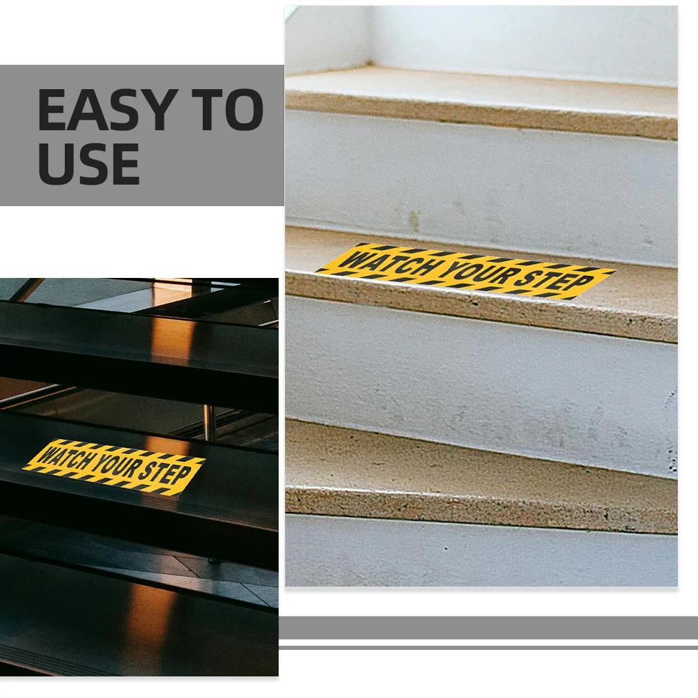 4 قطعة ملصق تحذير مضاد للانزلاق شاهد خطوتك علامة أرضية شريط أمان مقاوم للانزلاق لأرضيات الدرج للاستخدام الداخلي والخارجي