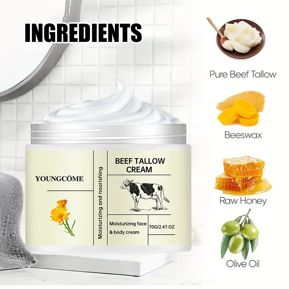 Beef Tallow Face Cream WhiteningFreckle Cream Remove Melasma Dark Spots Melanin Anti-Aging Lightening Shrink Pores Moisturizing view 3
