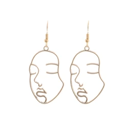 2024 NEW Face Shaped Earrings Stud Hoops for Women Lady Dangle Drop Gold Color Accessories