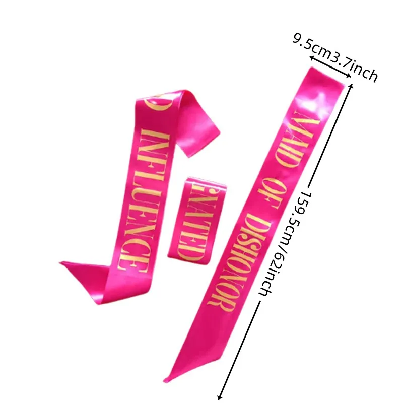 7pc Team Bride Satin Sash Set - Sophisticated & Fun Party Favors for Bachelorette Party, Bridal Shower & Wedding Party