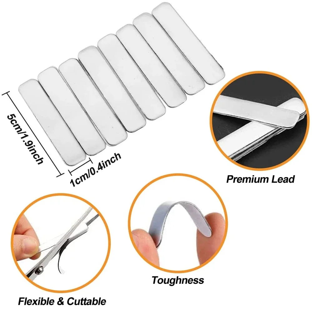 10 Pieces Golf Weighted Lead Tape Adhesive Lead Tape Strips Add Weight for Golf Club Tennis Racket Adjust Weight