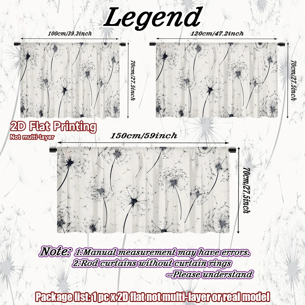 2D flat 1pc French romantic style Dandelion Seeds Flying Digital printing Suitable for cafes, small windows, bookshelves,