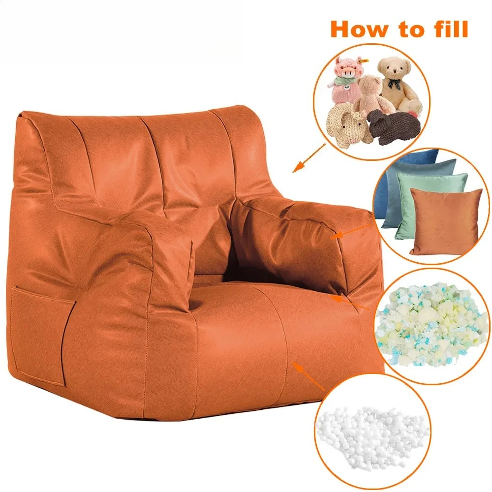 Faux Leather Bean Bag Cover SF410【No Filler Inside! You Need To Buy Filler By Yourself !】
