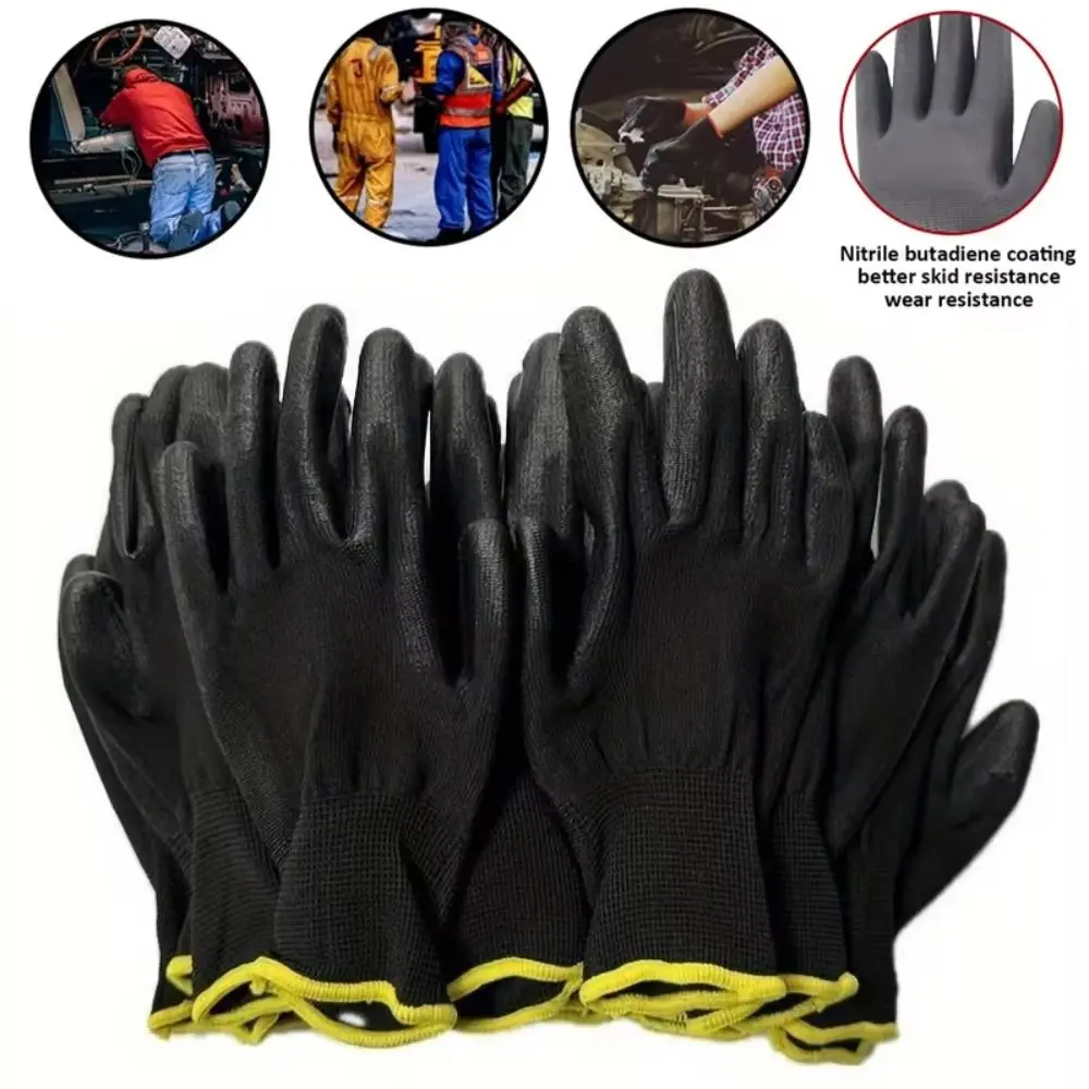 

Worker Supplies Nylon PU Gloves Hand Protect Palm Coated Safety Work Gloves Breathable Antiskid Repair Special Gloves Car Repair