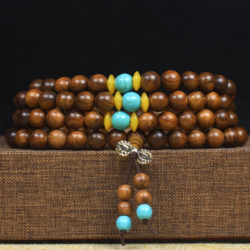 Long Term Supply Black Rosewood Beads Bracelet108With Spacer Beads Men's and Women's Bracelets Wooden Rosary