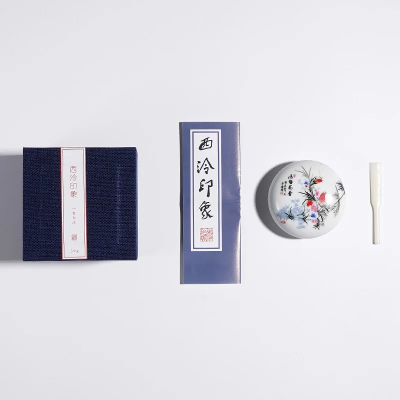 หมึกพิมพ์สีแดงเข้มแบบกลม 30 กรัม หมึกซินนาเบอร์สำหรับประทับตราชื่อ ลายเซ็น ภาพวาด งานพู่กัน  อุปกรณ์การเขียนสำหรับโรงเรียนและสำนักงาน