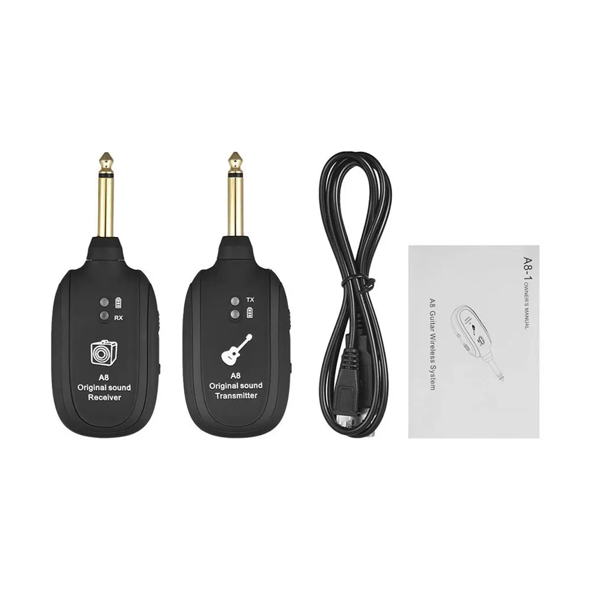 Wireless Guitar System Built in 4 Channels Wireless Guitar Transmitter Receiver for Electric Guitar Bass Violin