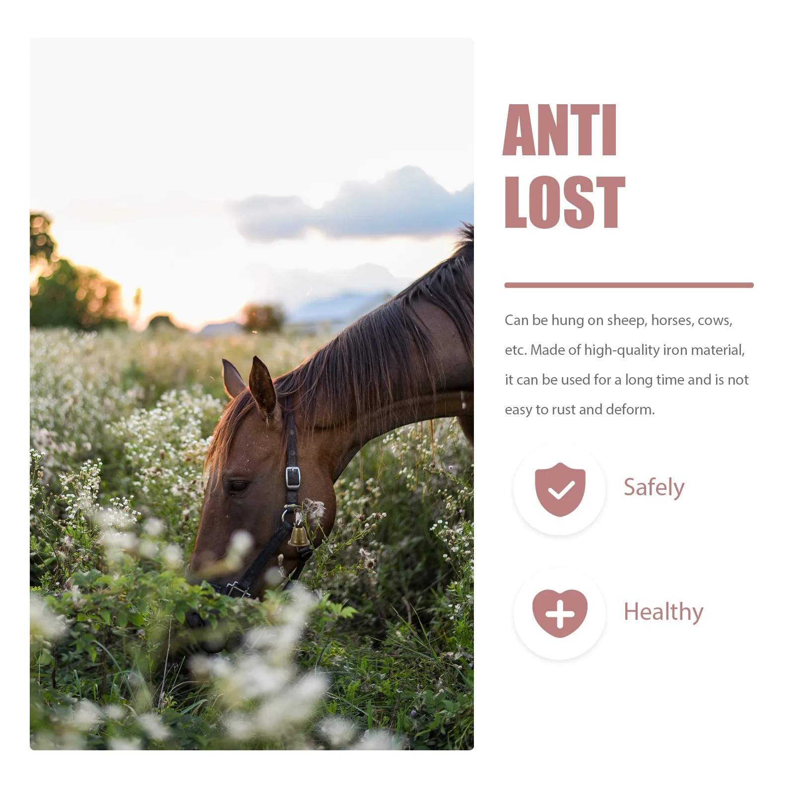 Campanas de vaca de hierro gruesas, colgantes de campana Retro antipérdida para ovejas, caballos, ganado, suministros para ganado, 10 Uds.