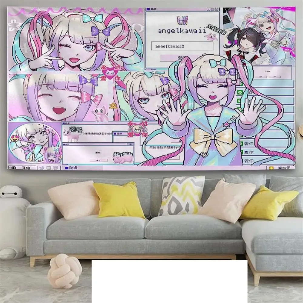 Ankermädchen lindert stark auf Anime-Hintergrundstoff Chaotianjiangtangtang Zimmer Schlafzimmer Dekoration zweidimensionaler Wandteppich